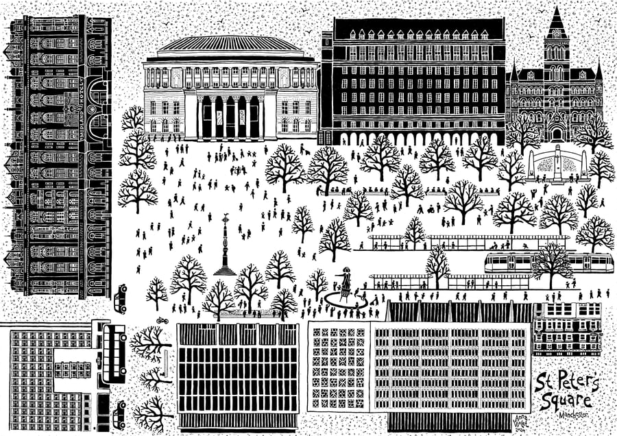 St Peters Square 2024 print, Manchester
