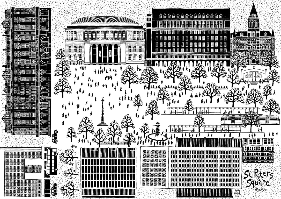 St Peters Square 2024 print, Manchester
