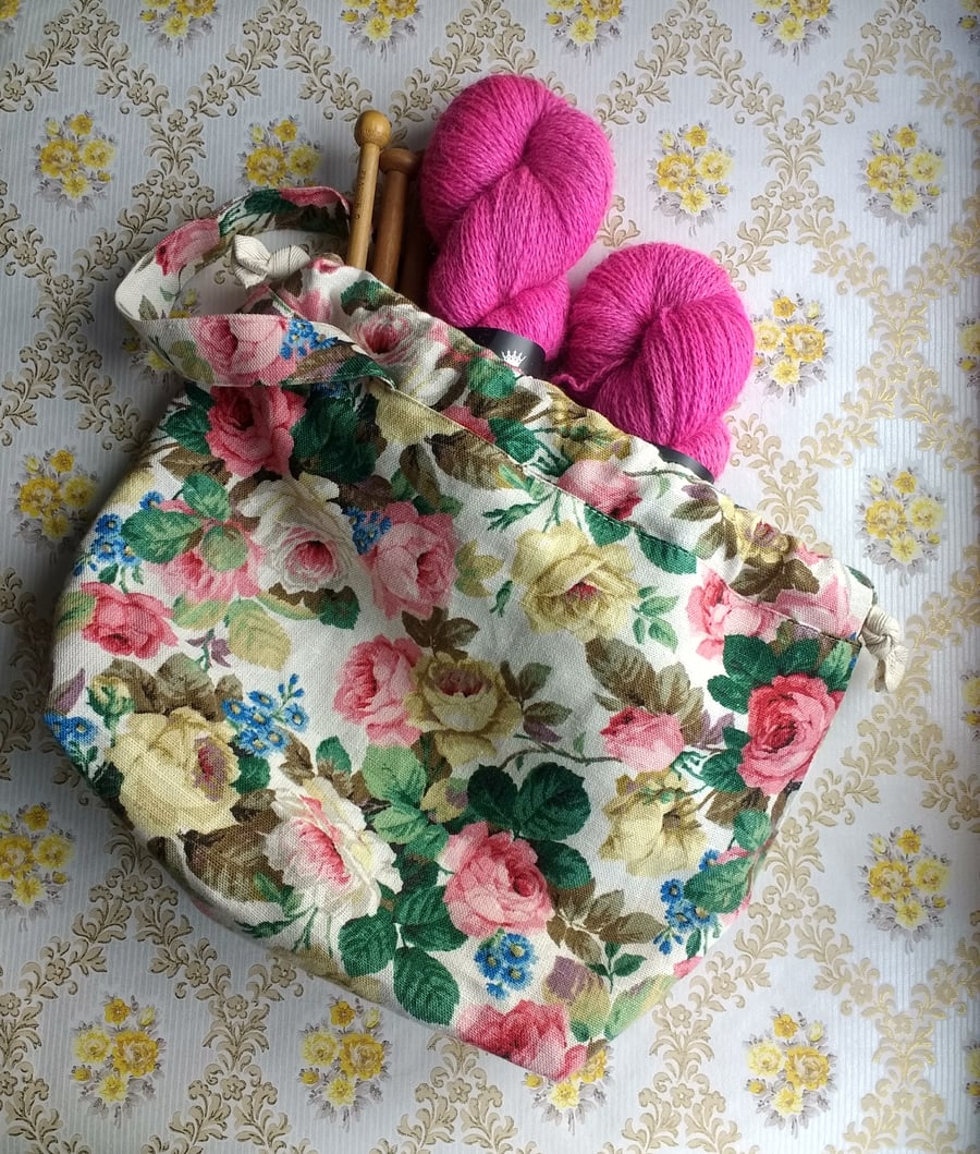 " Marjorie" project bag for knitting