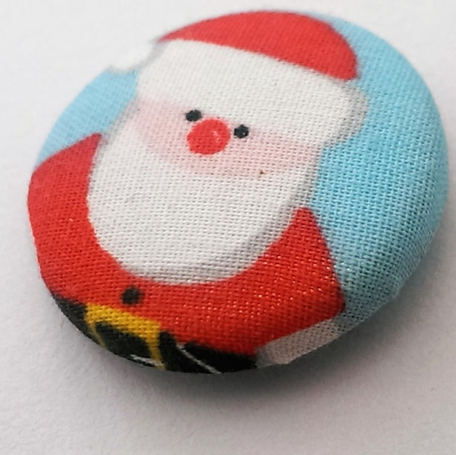  SALE Christmas Father Christmas Fabric Badge (Blue)
