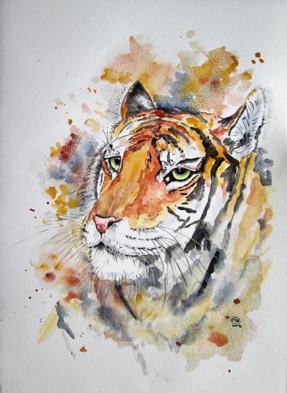 Tiger painting. Original watercolour painting