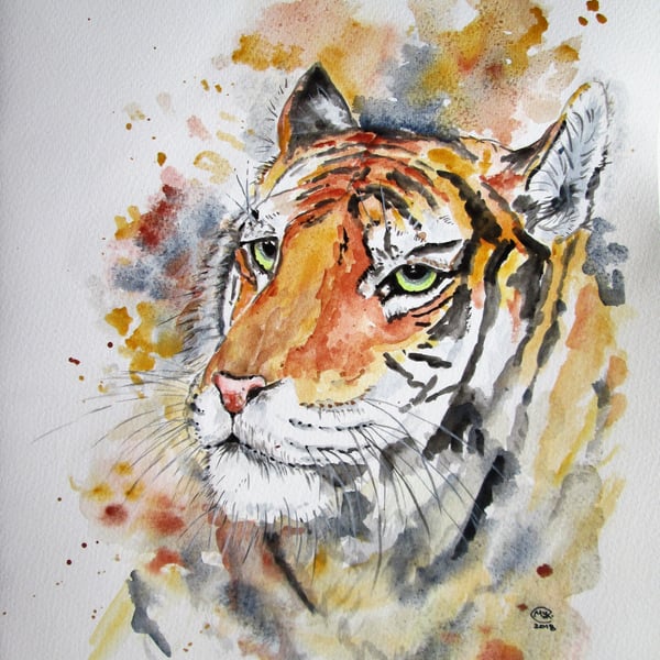 Tiger painting. Original watercolour painting