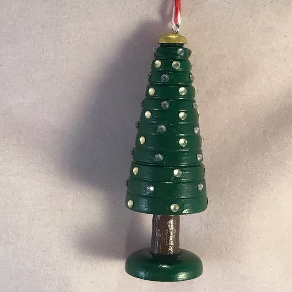 Decorative miniature hanging christmas tree.