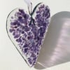 Purple & Lilac Fused Glass Heart