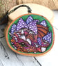 Fungi Dragon pyrography with colour hanging wood slice