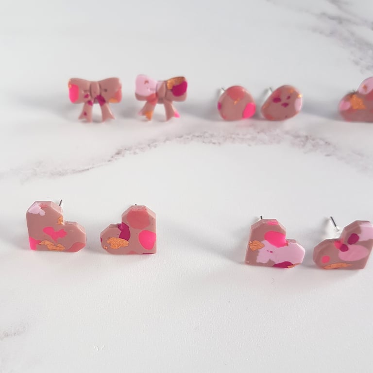 Pink tones with terrazzo style earrings, choose your style LIMITED AVAILABILITY