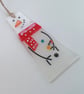 Snowman xmas tree decoration, festive tree hanger, fused glass, seasonal gift. 
