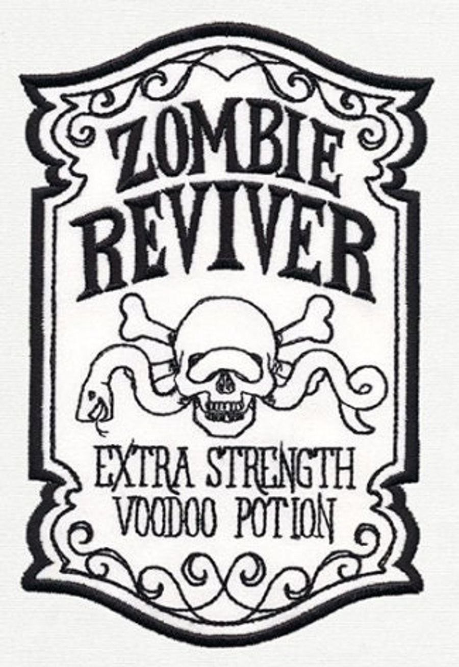 Zombie Reviver Embroidered patch for jackets, sweatshirts, bags & more.