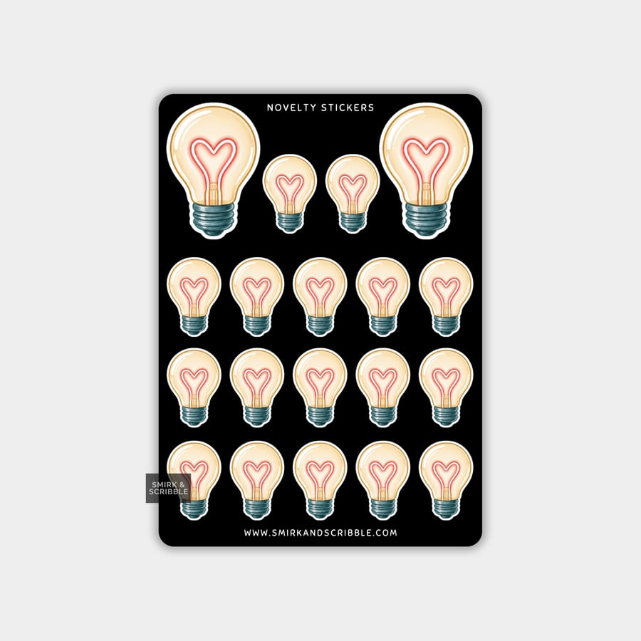 Funny Vinyl Sticker Sheet For Adults - Heart Lightbulb