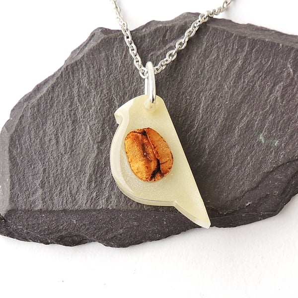 Coffee Bean Bird Necklace - 1707