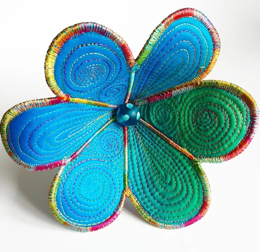 Blue Textile Art Flower