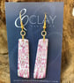 Patterned Pink and White Drop Earrings