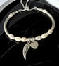 Angel Wing Heart Charm Pearl Bracelet,  Sterling Silver Adjustable Bracelet - Image 8