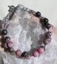 Pink & Black Rhodonite Gemstone Chakra Beaded Bracelet "Tranquil Rose" - Image 4
