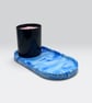 Large Blue Marbled Oval Decorative Tray, Jewellery and Diffuser Display - Image 7