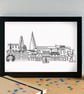 Poole Landmarks Skyline Art Print - Image 2