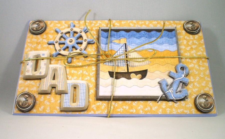 Handmade 3D money wallet for dad, nautical, birthday, fathers day