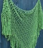 Fringed triangular green crochet lace shawl 100% Cotton - design A444 - Image 8