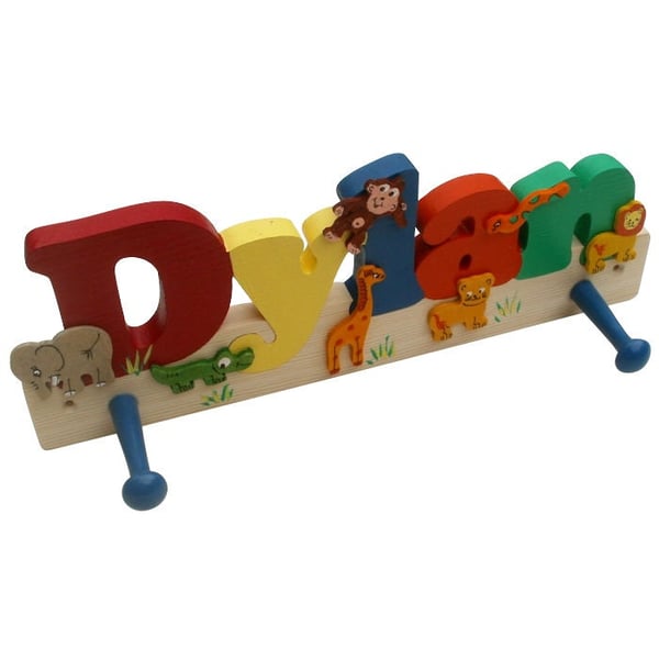 Personalised Wooden Name Coat Hook for Boys