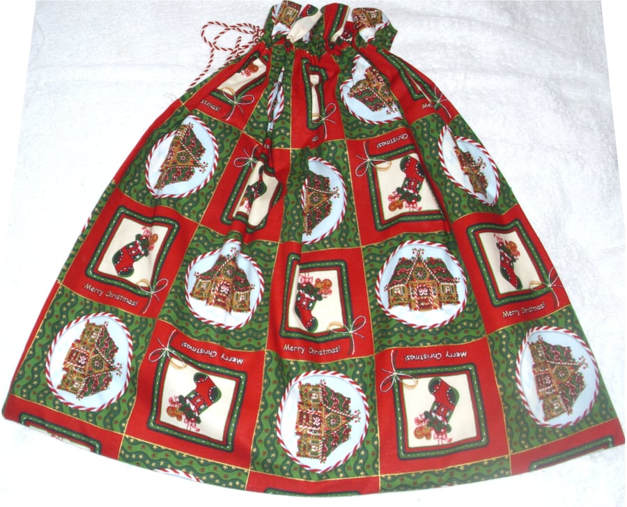 Gingerbread houses and stockings Santa Sack