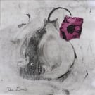 Original framed drawing & collage entitled 'Going Solo'