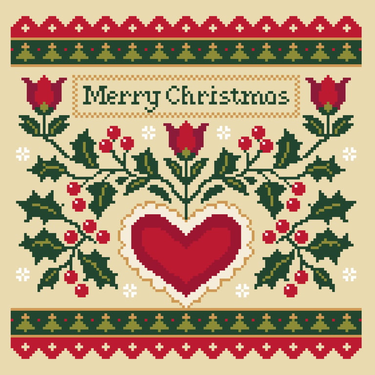 315 - Christmas Holly Sampler Cross Stitch Pattern (PDF Counted Chart