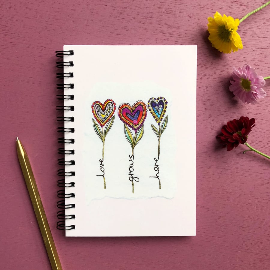 'Love Grows Here' A6 Notebook