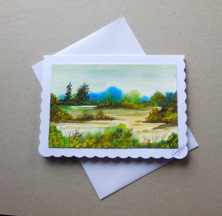 original art hand painted blank greetings card ( ref FA 304 M1 )