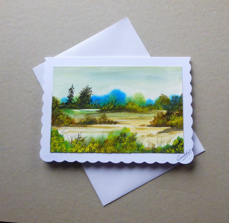 original art hand painted blank greetings card ( ref FA 304 M1 )