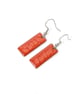 Bright red dangle earrings, minimalist bright drop earrings - Image 4