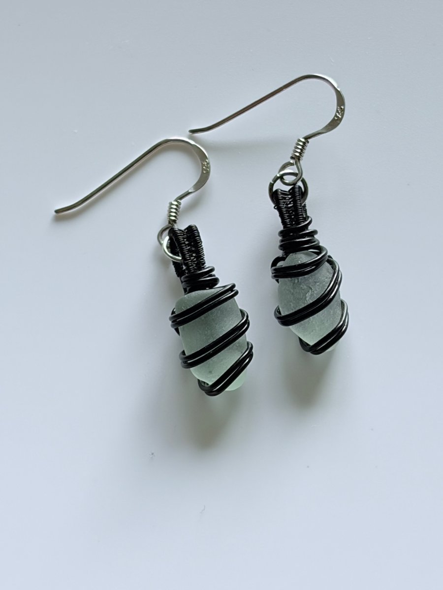 Image of Sea Glass Earrings – Scottish Beach Glass Earring – Handmade Coastal Jewellery –