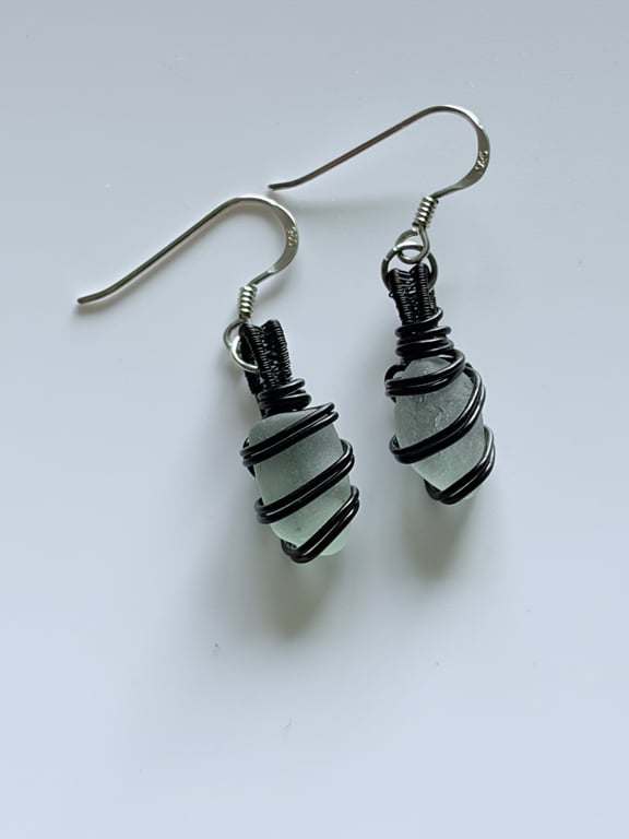 Sea Glass Earrings – Scottish Beach Glass Earring – Handmade Coastal Jewellery –