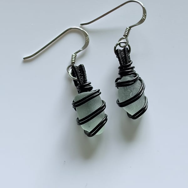 Sea Glass Earrings – Scottish Beach Glass Earring – Handmade Coastal Jewellery –