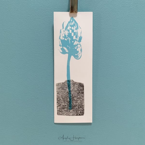 Blank Card Bookmark - Fine Art - Hosta Leaf with Perfume Bottle