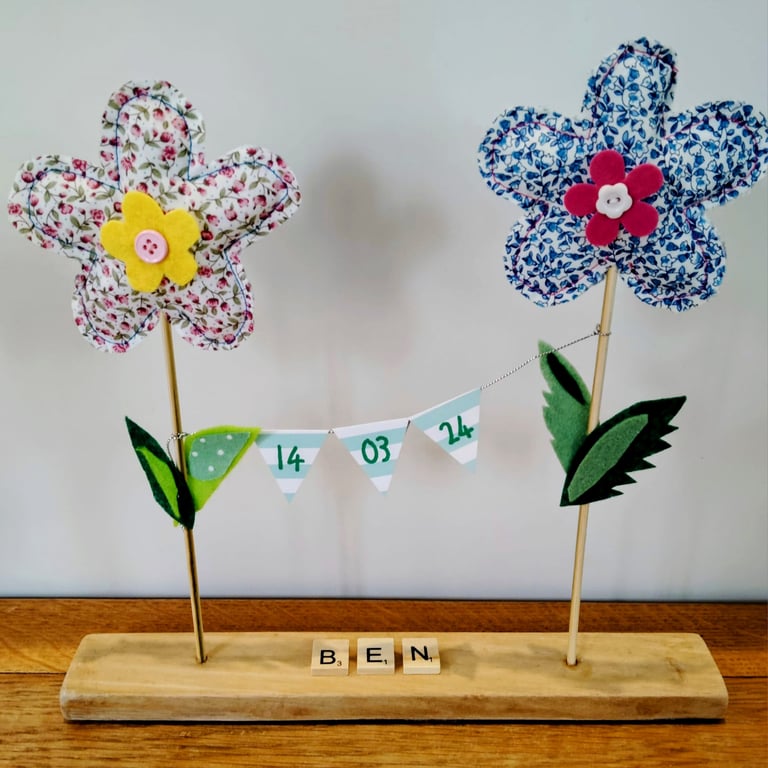 Birthday fabric flowers