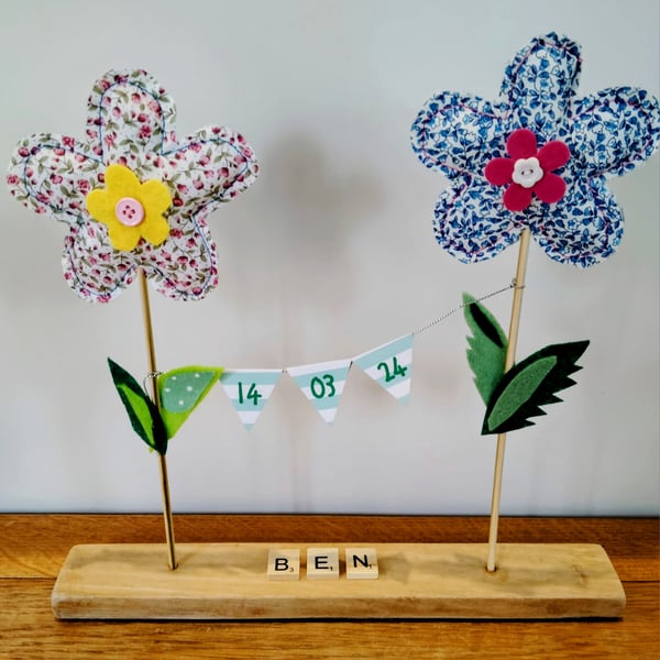 Birthday fabric flowers