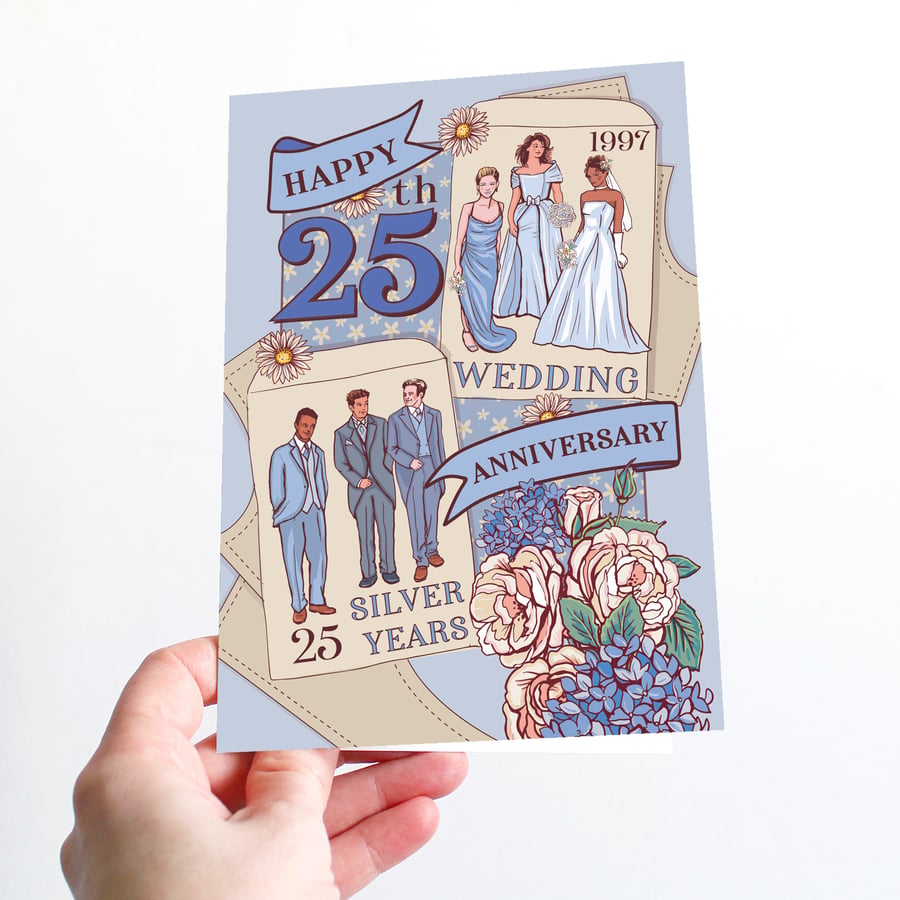 25th Wedding Anniversary, 25 Silver Years Card