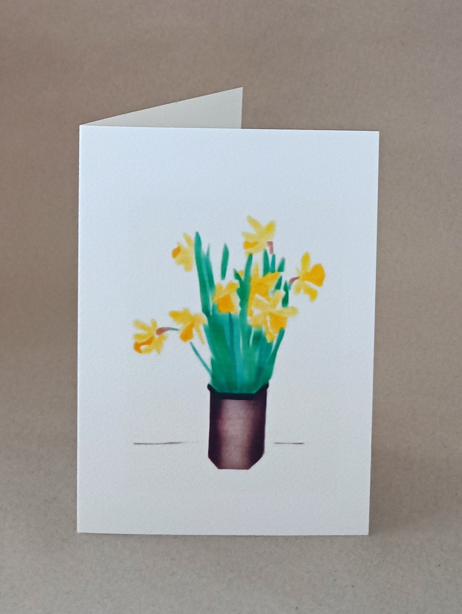 Handmade card of Daffodils yellow spring flower handmade card, blank inside