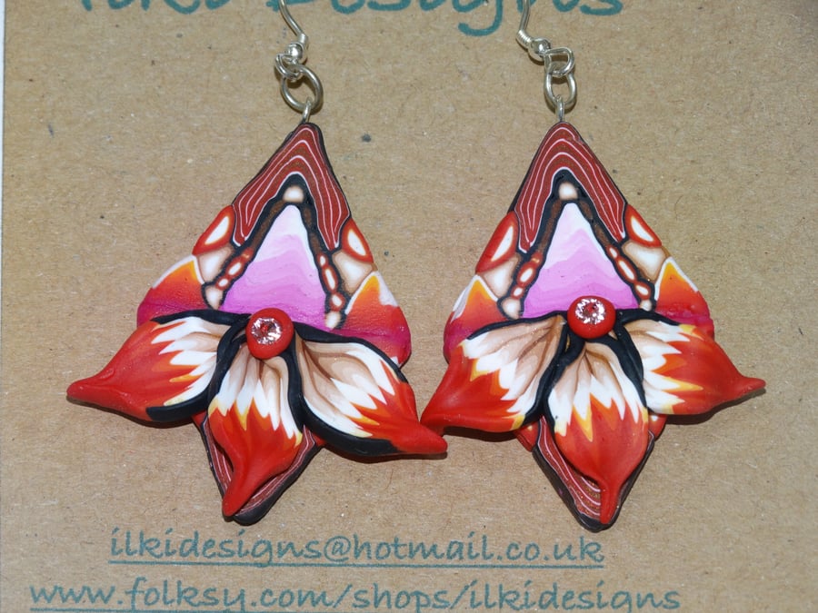 Passion Red flower Earrings