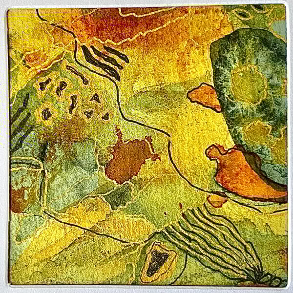 Abstract hand painted blank watercolour card