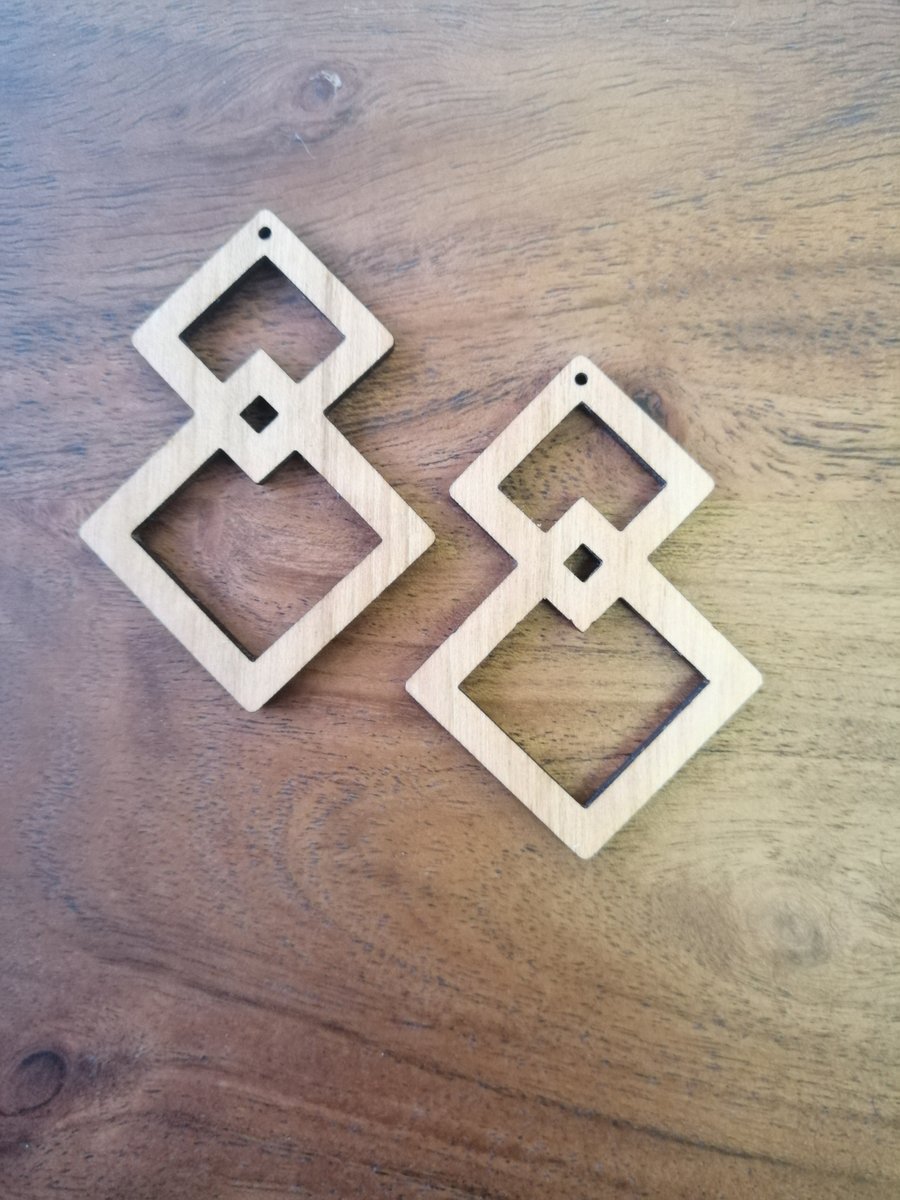 Double Diamond Macrame Earring Blanks, Walnut or Cherry woods, Finished.