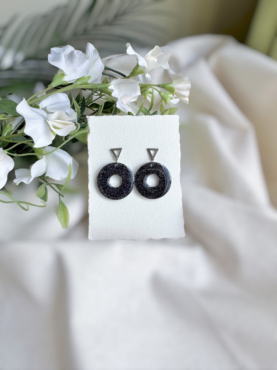 Black Circle Hoop Earrings