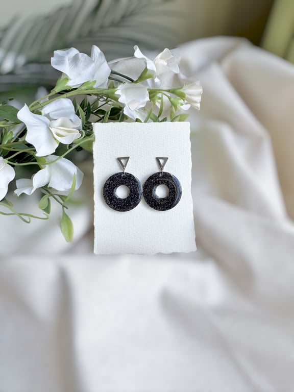 Black Circle Hoop Earrings
