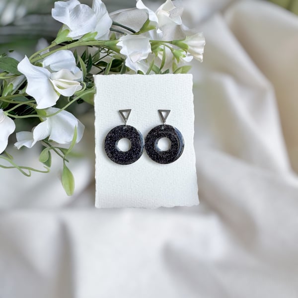 Black Circle Hoop Earrings
