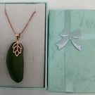 Seaglass Pendant on Gold over 925 Silver Box Chain-18"-Ideal Nature FriendlyGift