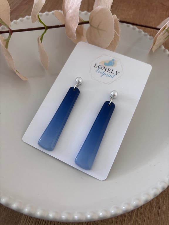 Blue Ombré Polymer Clay Earrings - Lightweight Handmade Earrings 