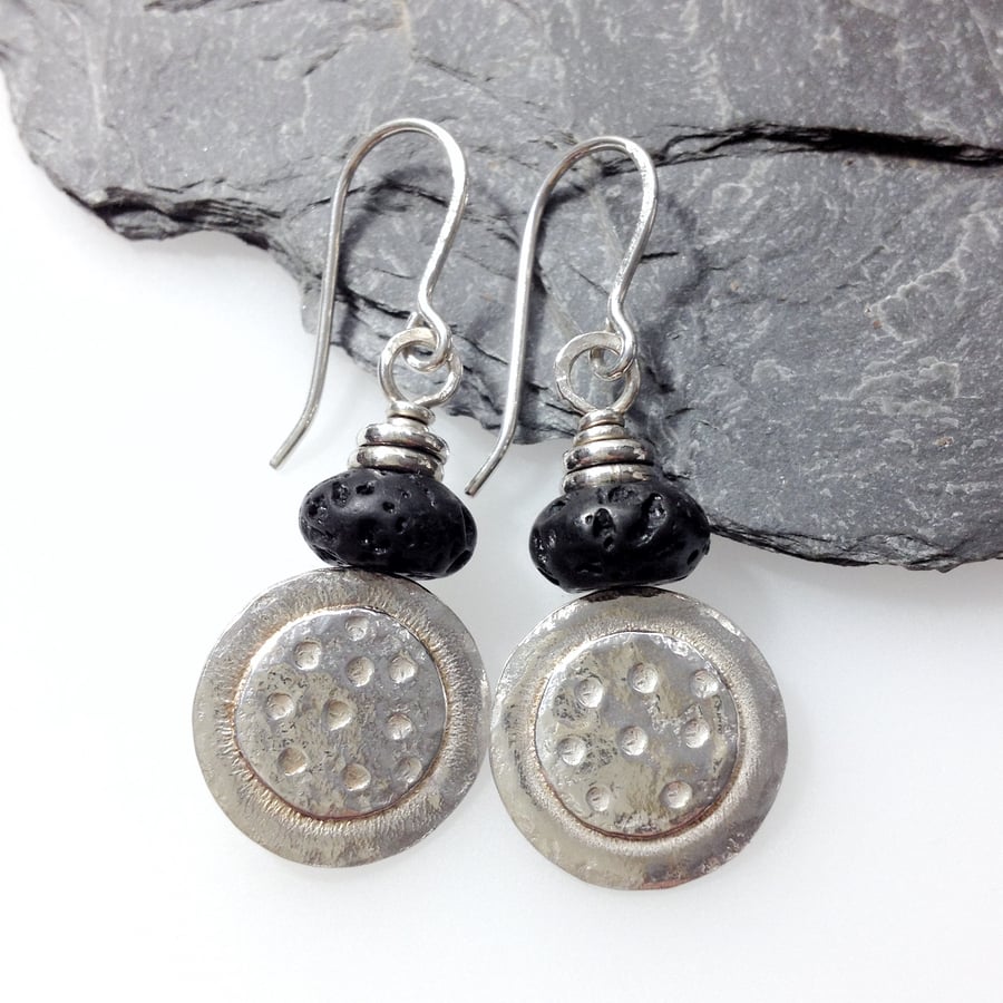 Silver and lava Dotty Earrings