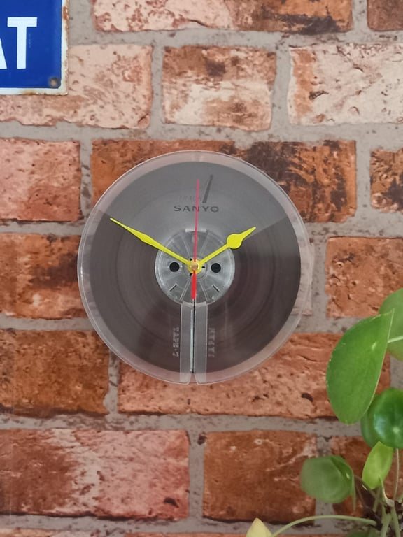 Vintage Clock upcycled from a Tape Reel, Retro wall clock