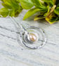 Silver Circle Necklace with Cream Pearl - Image 7