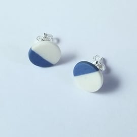 Earrings CHOOSE COLOURS Ceramic Round Studs Sterling Silver Free UK Postage